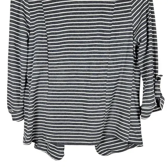 Olivia Moon Blazer Womens S Gray Striped Jersey Knit Open Front Jacket Made USA - Picture 8 of 10